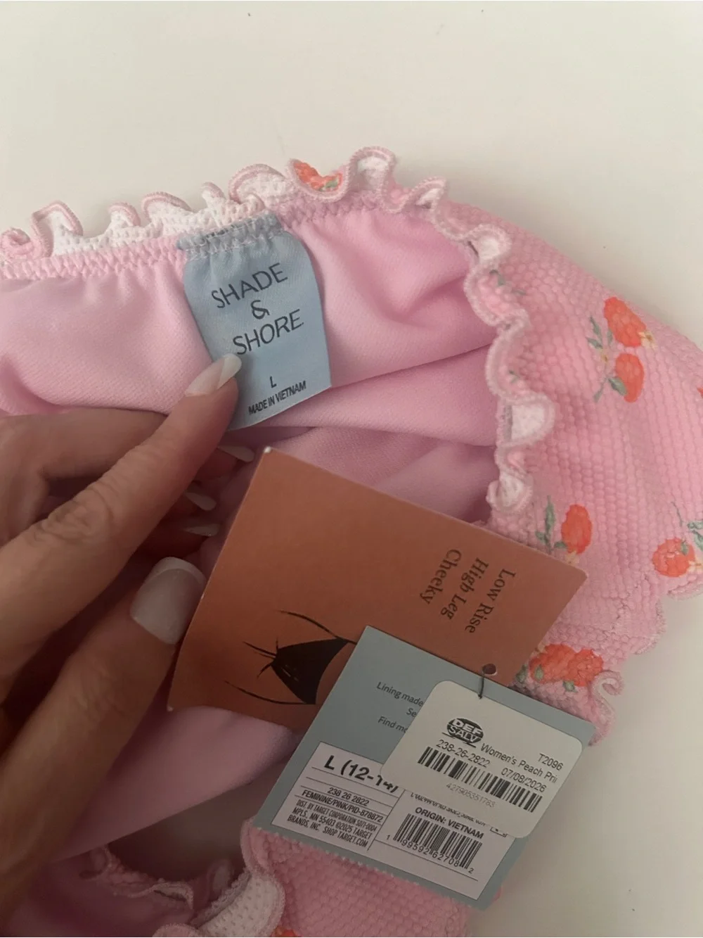 Pink with Orange Print Ruffled Bikini Bottoms